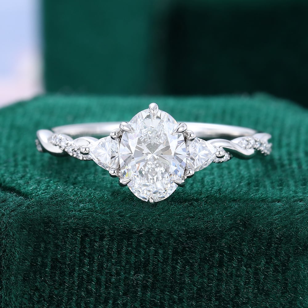 1.5CT Oval Lab Diamond Braid Engagement Ring Six Claw Prong Setting